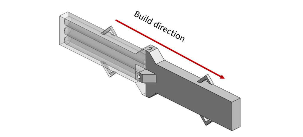 CAD model of beam with particle dampers